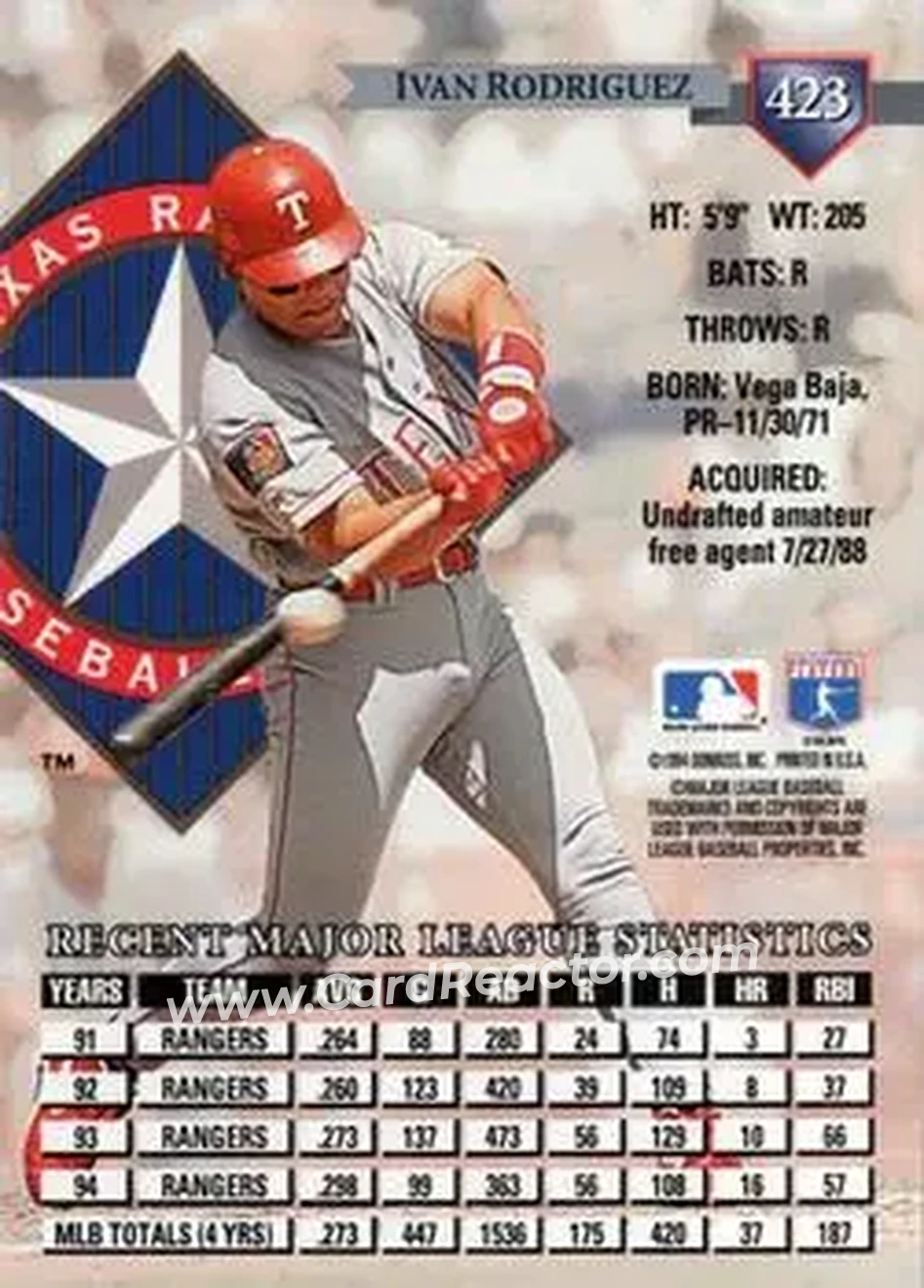 Back of Ivan Rodriguez