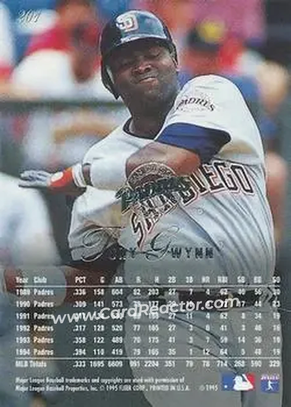 Back of Tony Gwynn