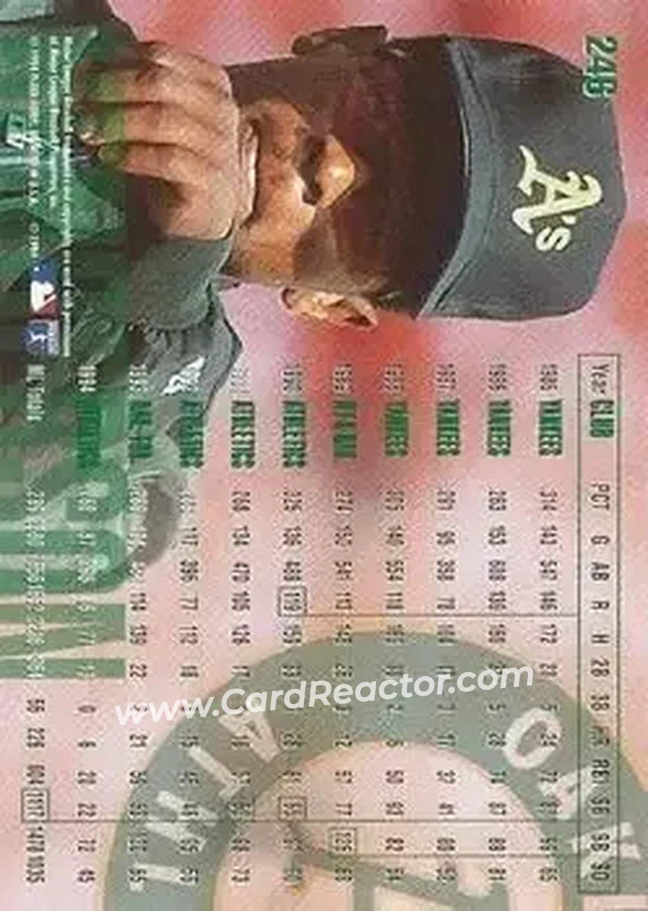 Back of Rickey Henderson