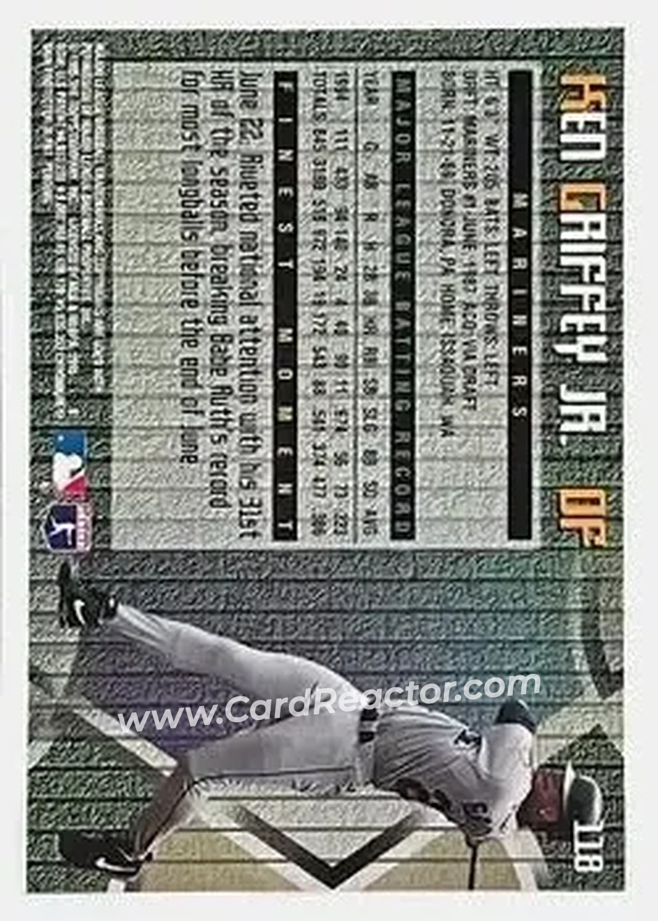 Back of Ken Griffey Jr.