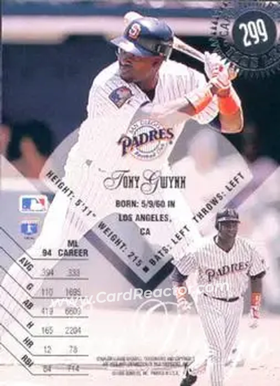 Back of Tony Gwynn