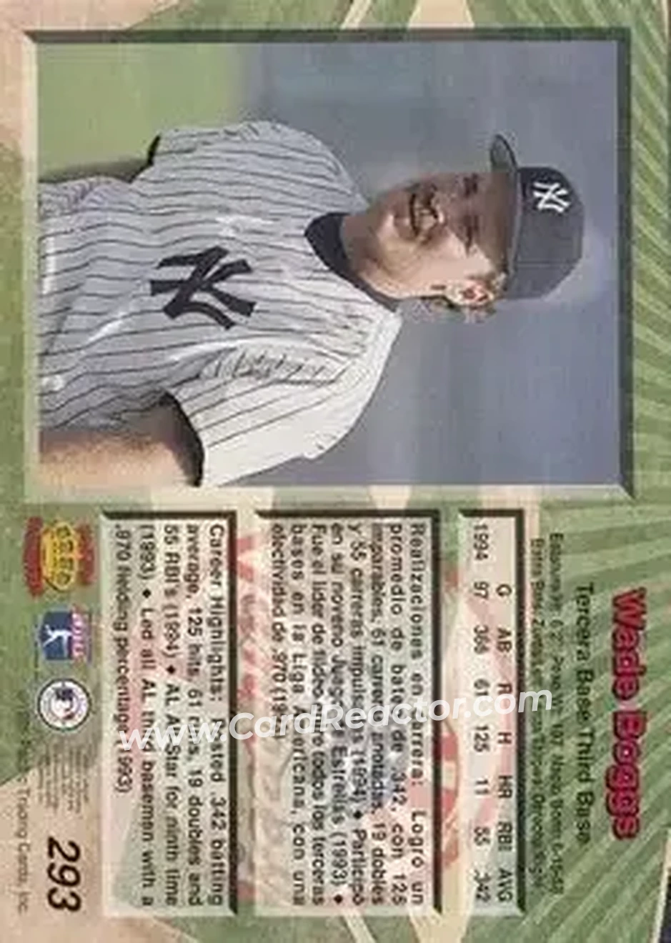 Back of Wade Boggs