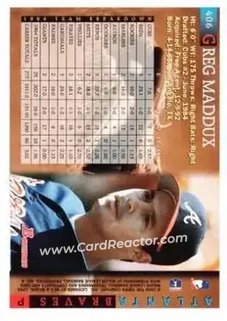 Back of Greg Maddux