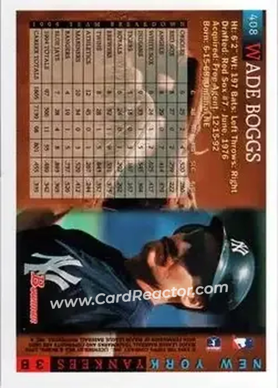 Back of Wade Boggs