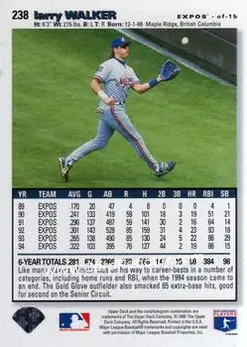 Back of Larry Walker