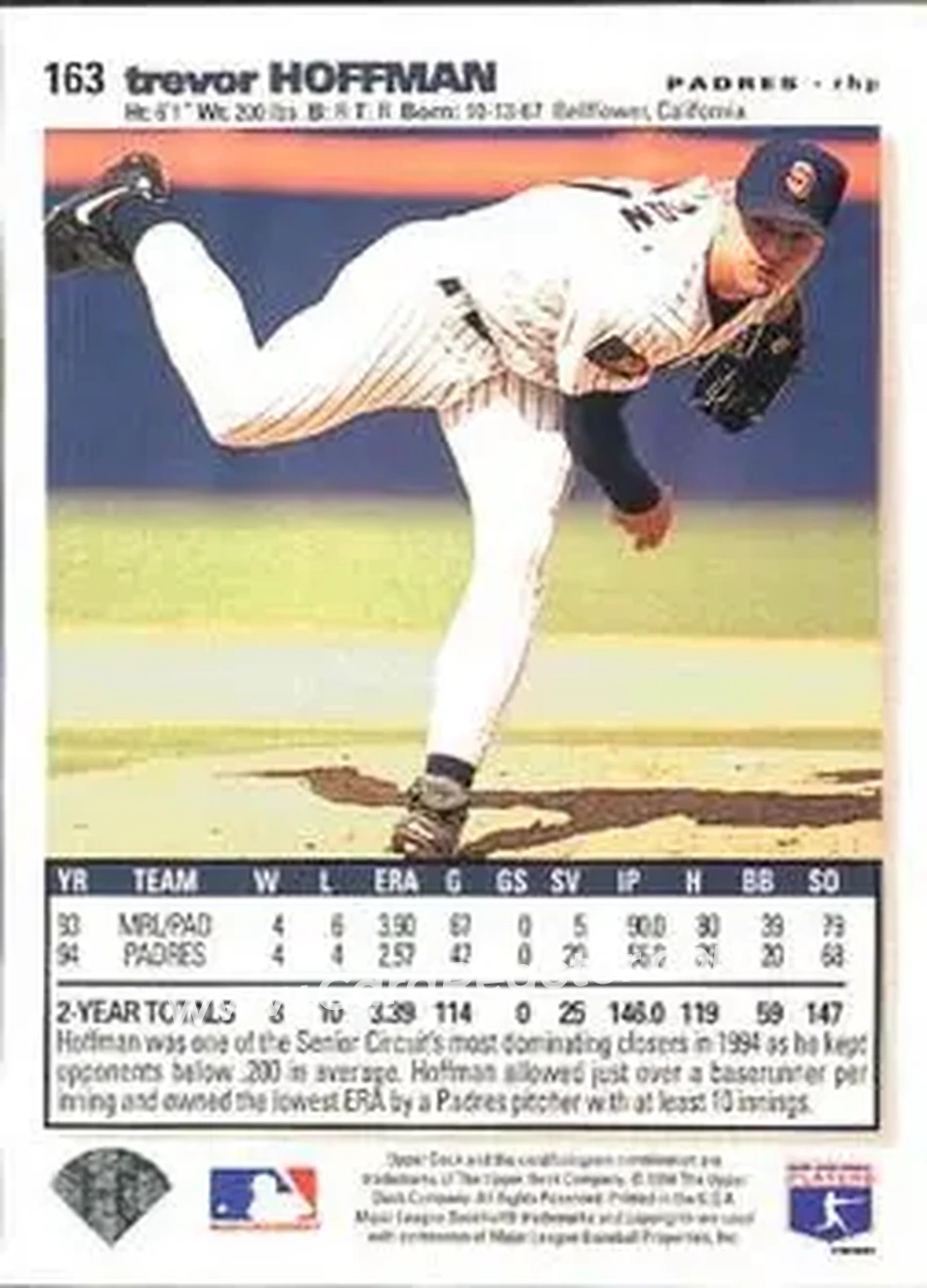 Back of Trevor Hoffman