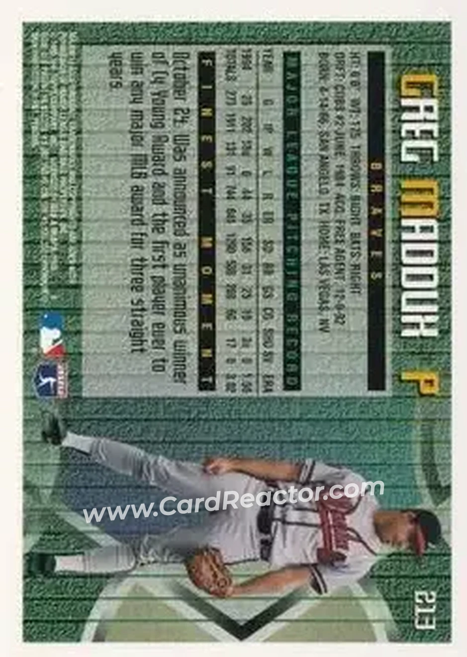 Back of Greg Maddux