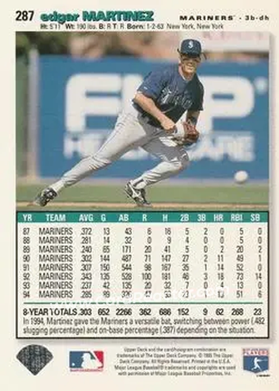 Back of Edgar Martinez