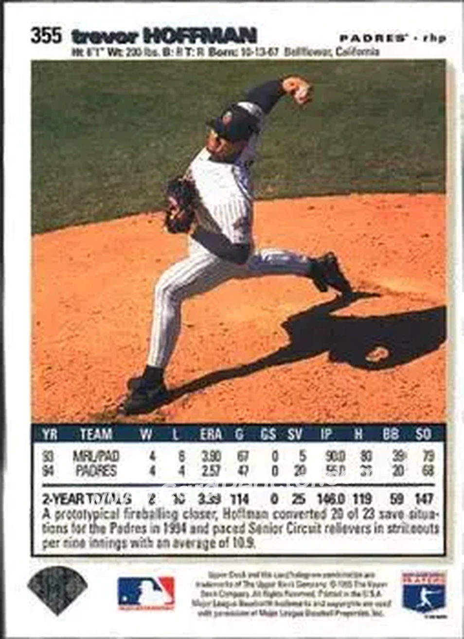 Back of Trevor Hoffman