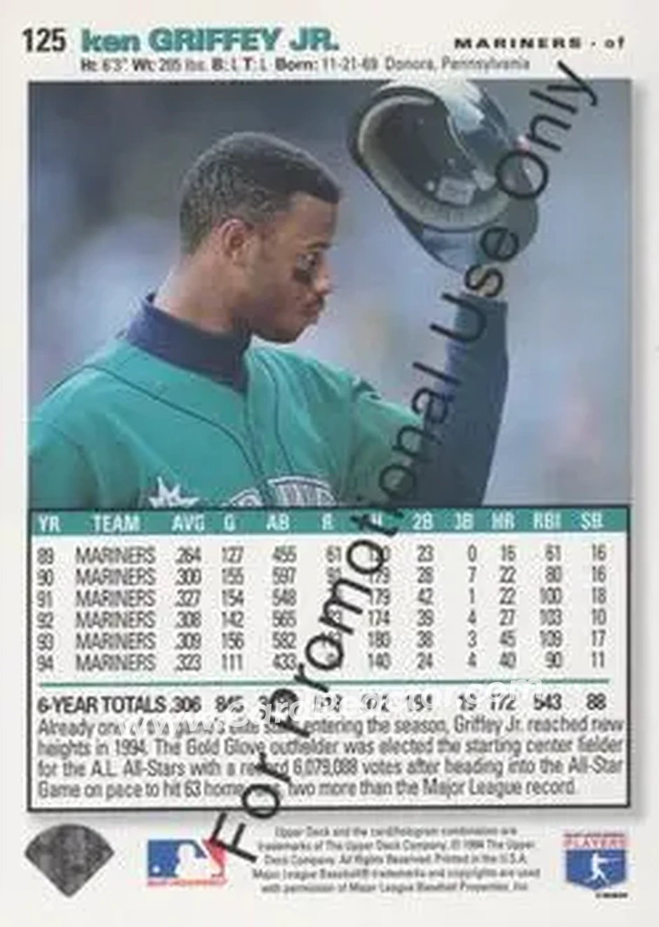 Back of Ken Griffey Jr.