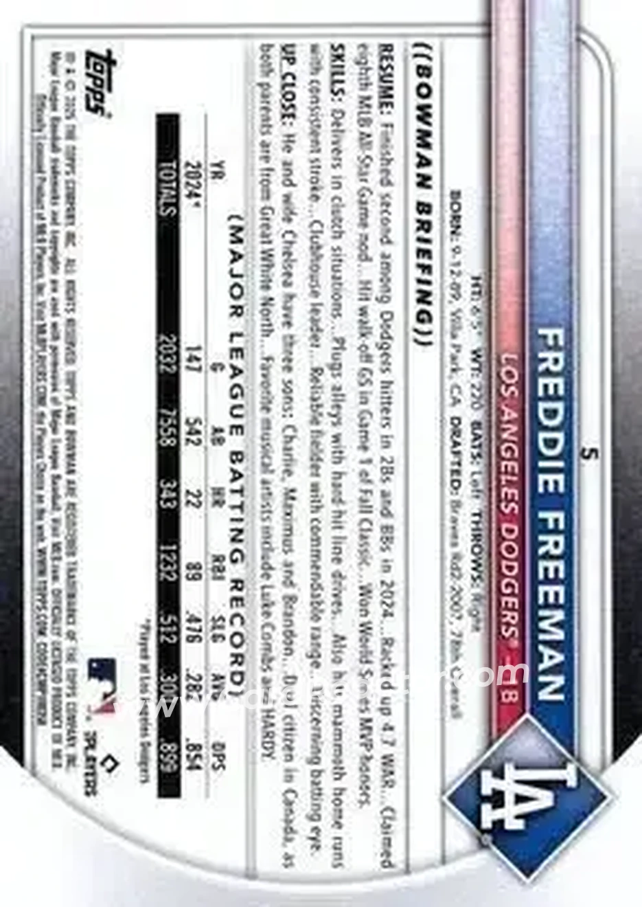 Back of Freddie Freeman