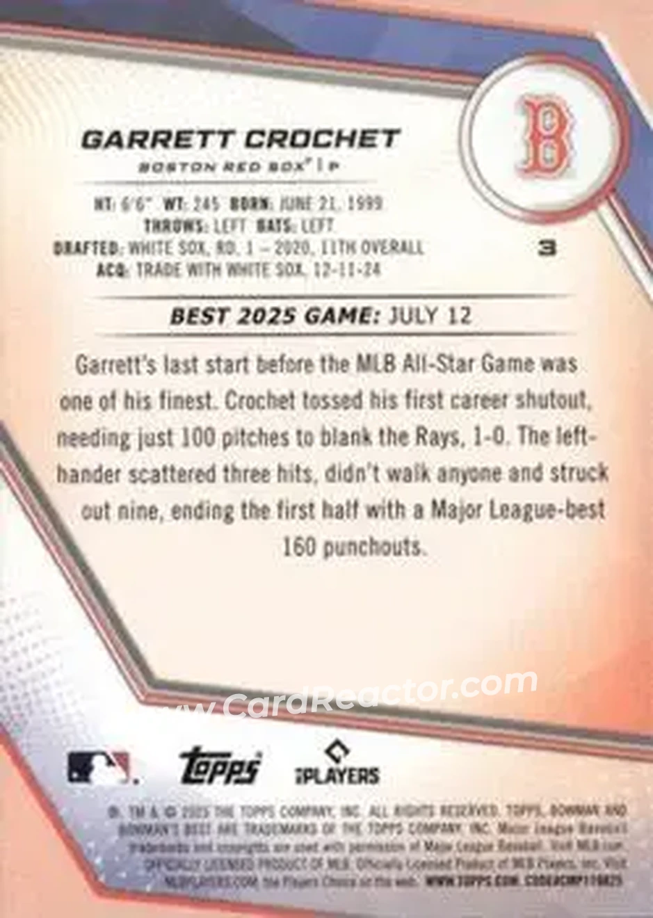 Back of Garrett Crochet