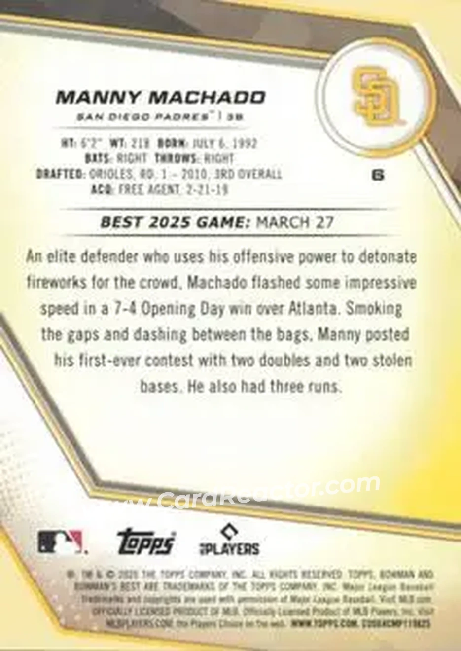 Back of Manny Machado