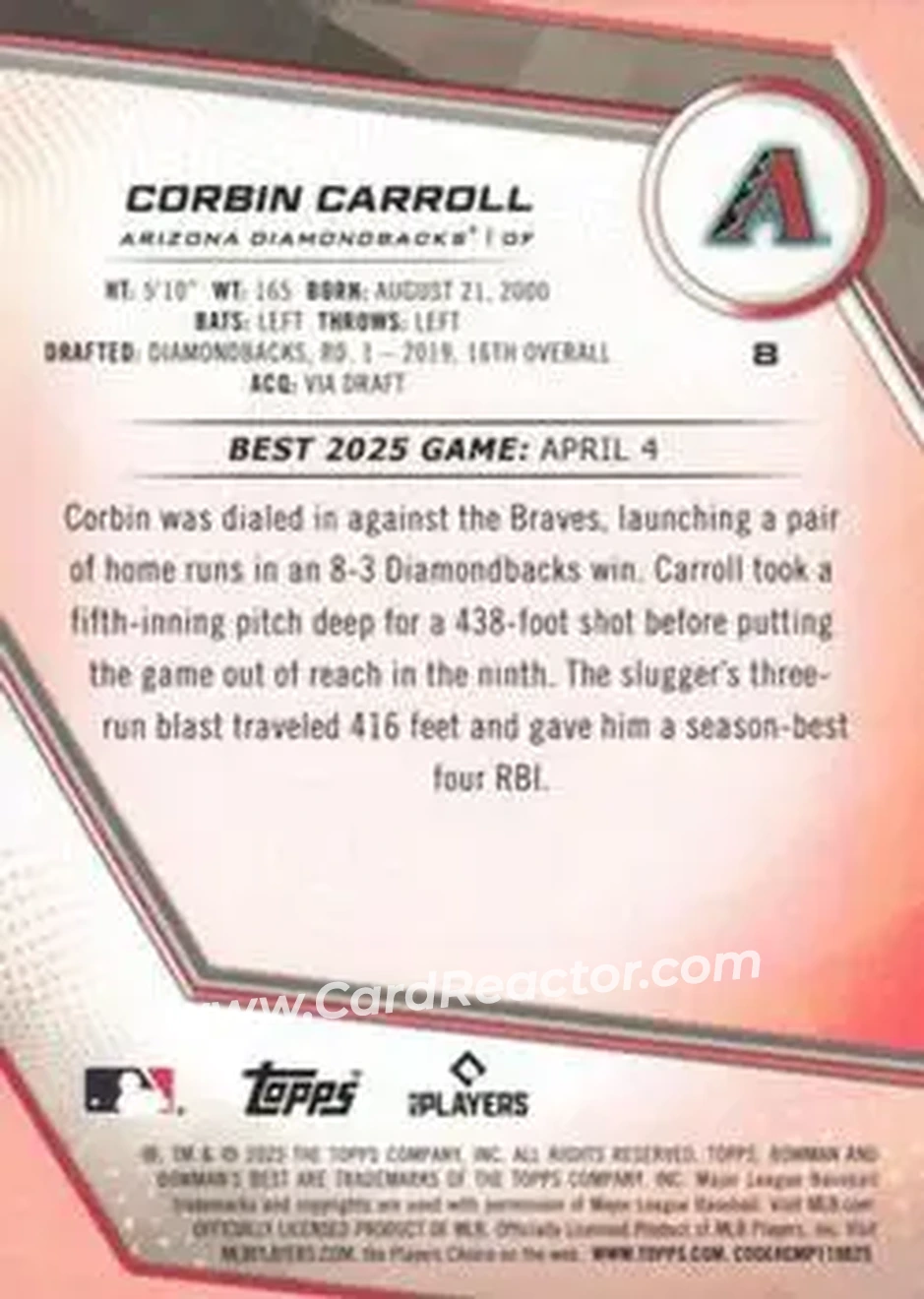 Back of Corbin Carroll