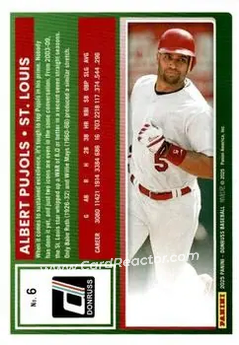 Back of Albert Pujols