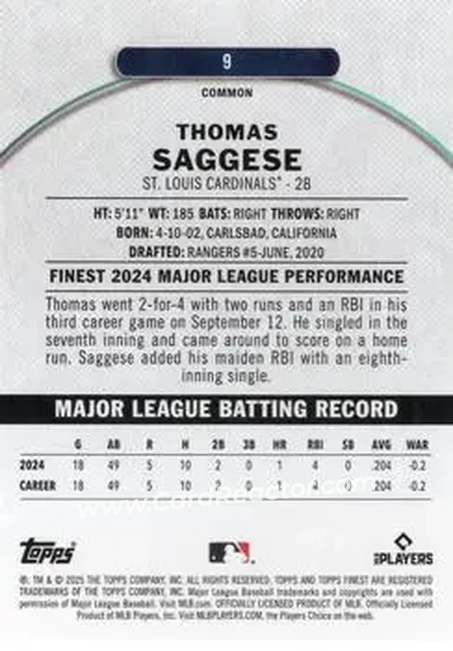 Back of Thomas Saggese