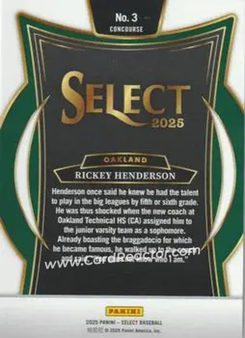 Back of Rickey Henderson