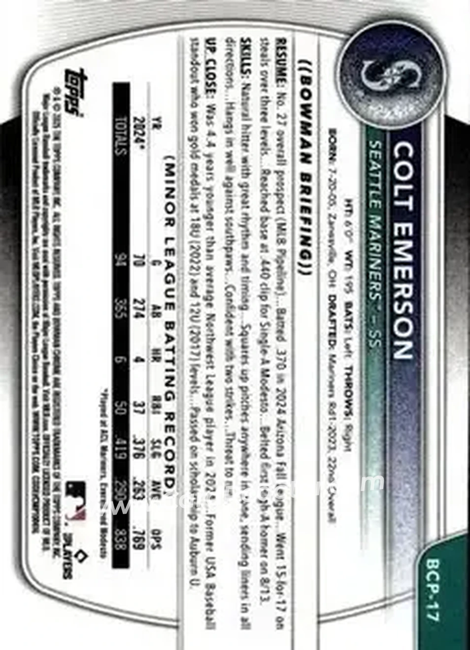 Back of Colt Emerson