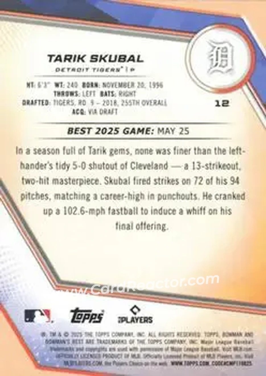 Back of Tarik Skubal