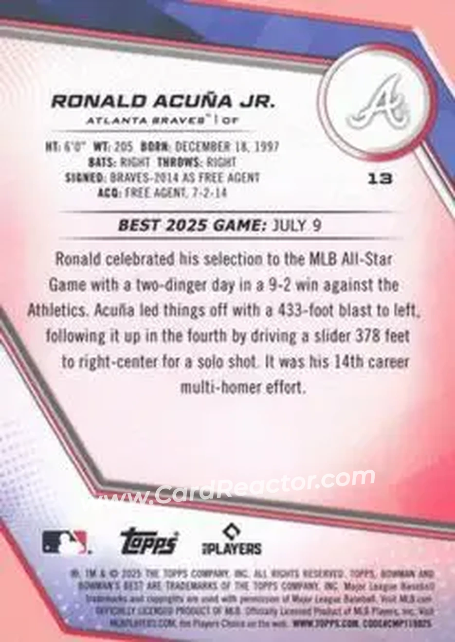 Back of Ronald Acuña Jr.