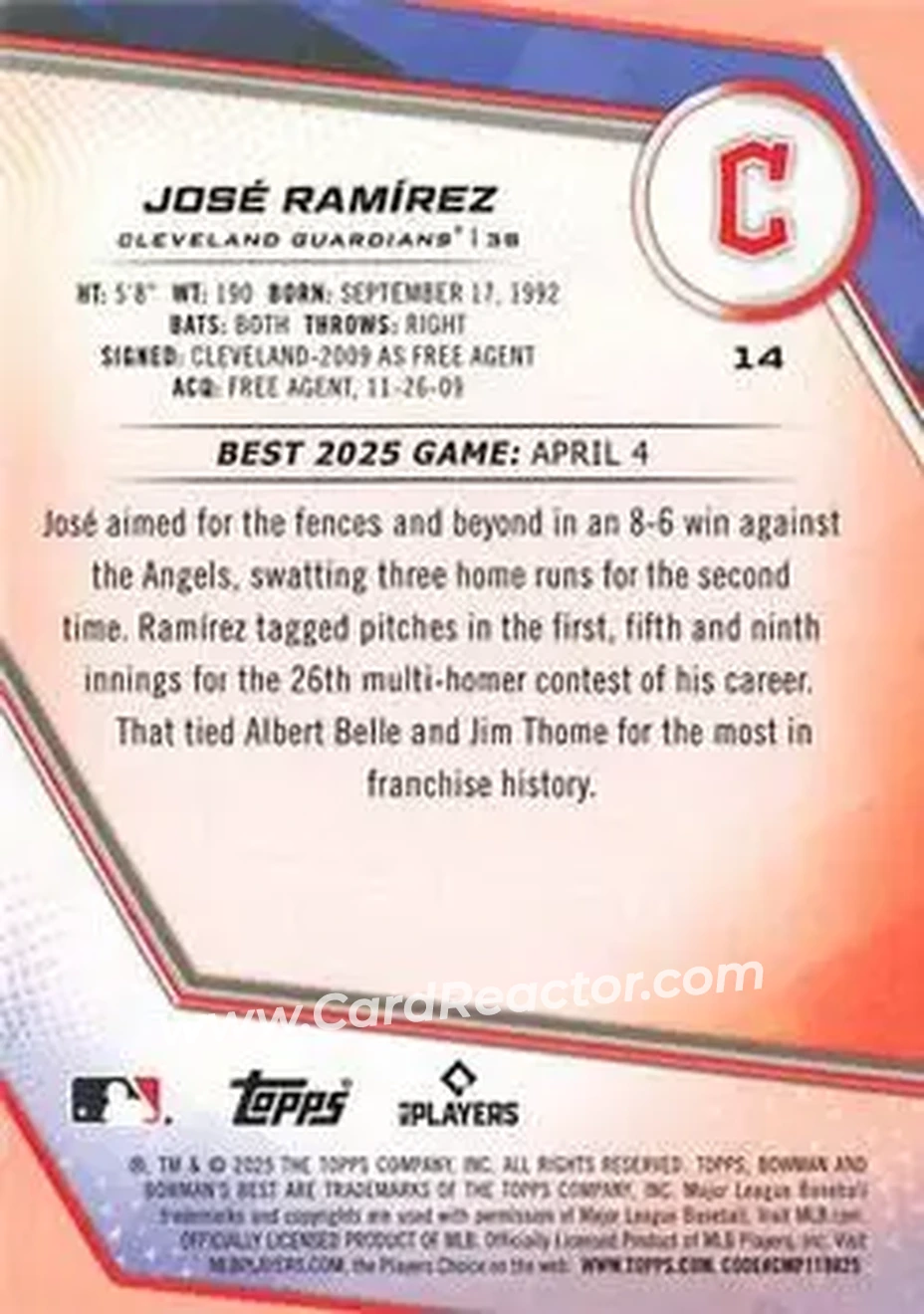 Back of José Ramírez
