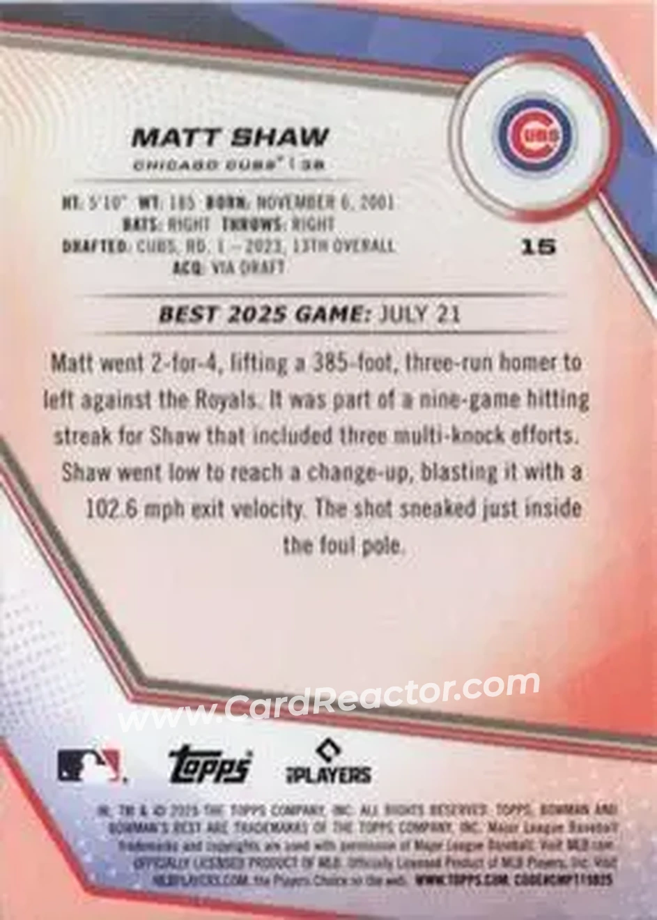 Back of Matt Shaw