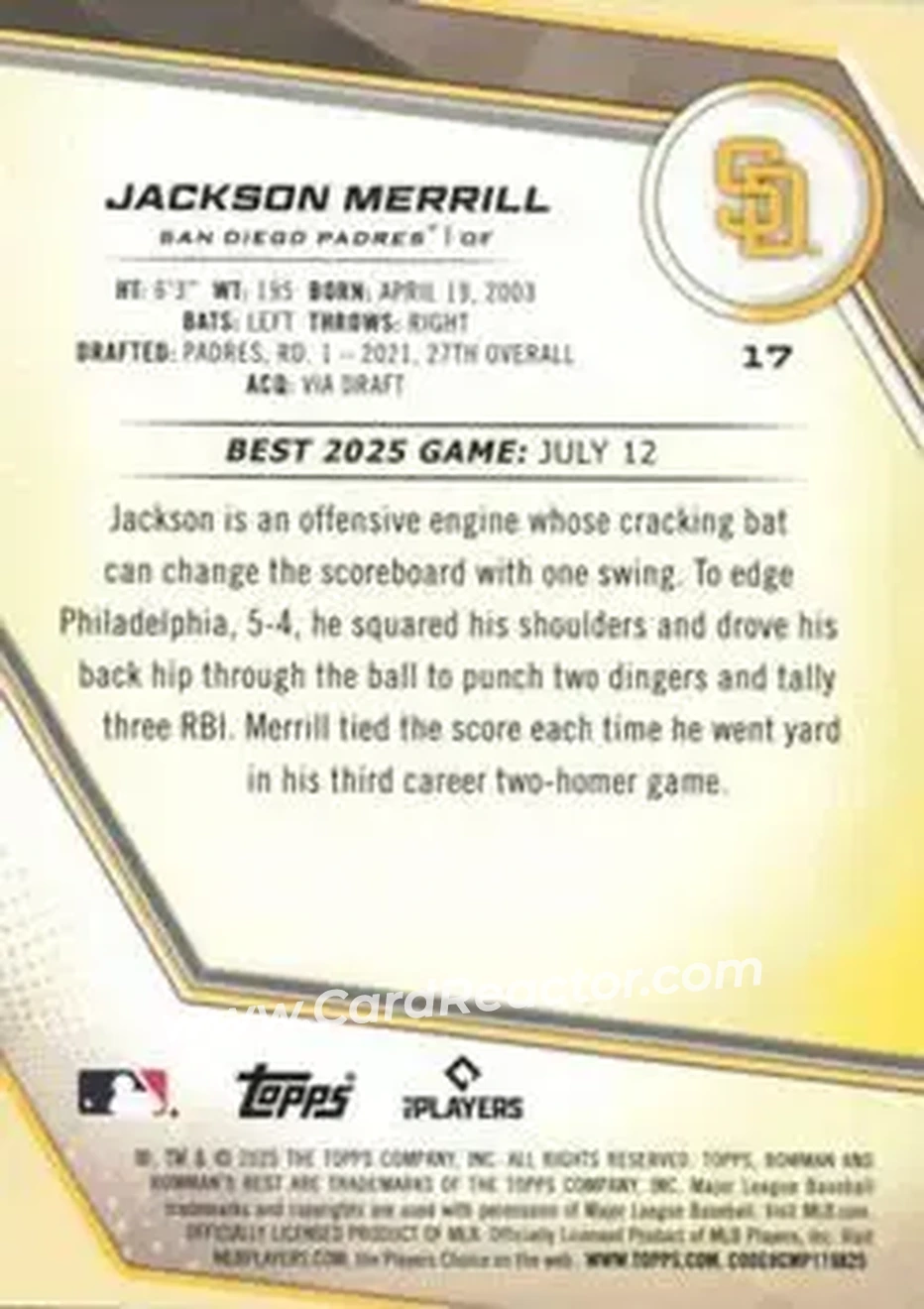 Back of Jackson Merrill
