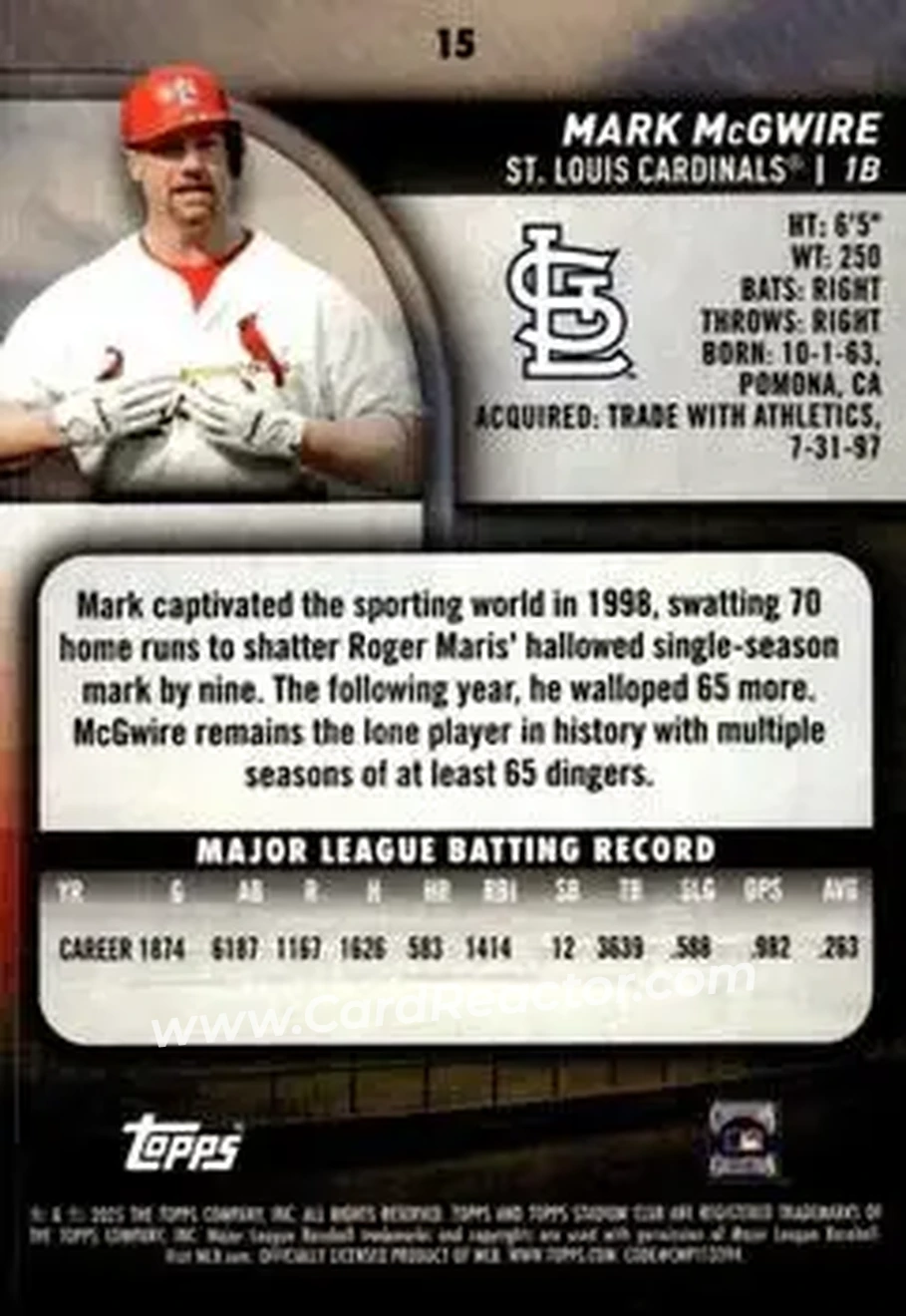 Back of Mark McGwire