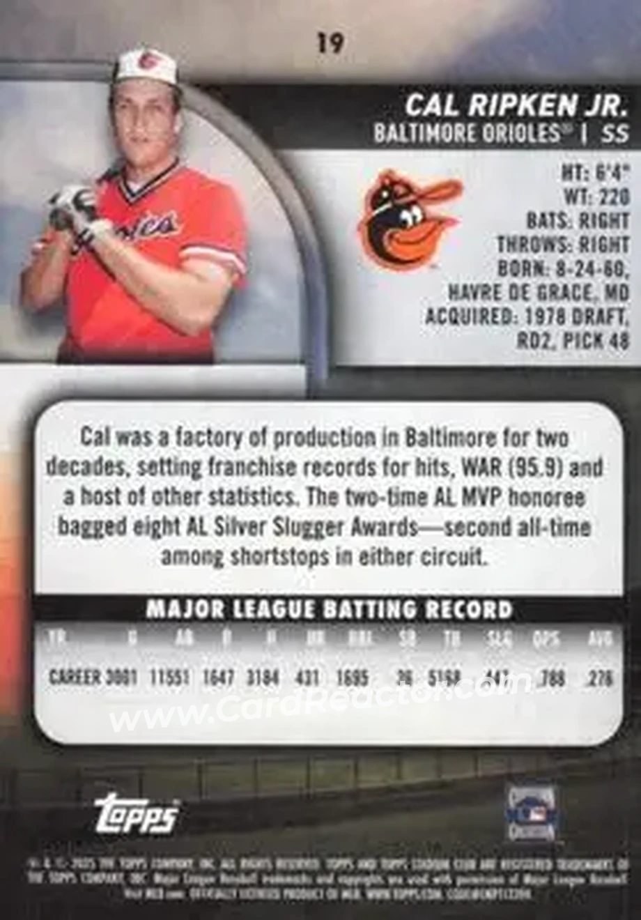 Back of Cal Ripken
