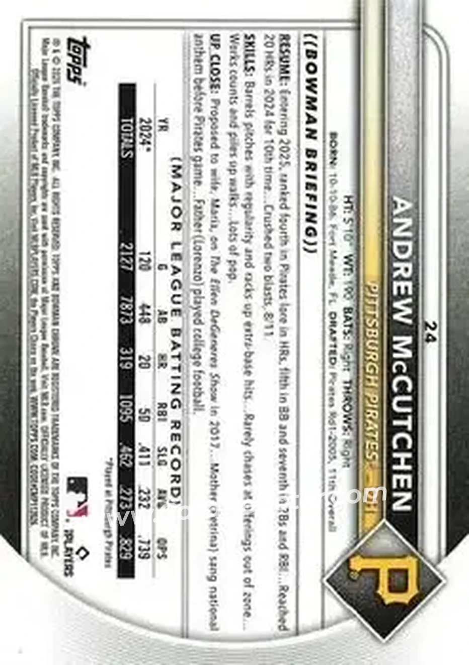 Back of Andrew McCutchen