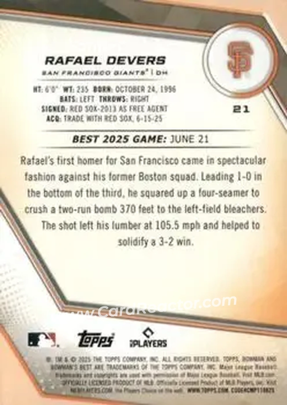 Back of Rafael Devers