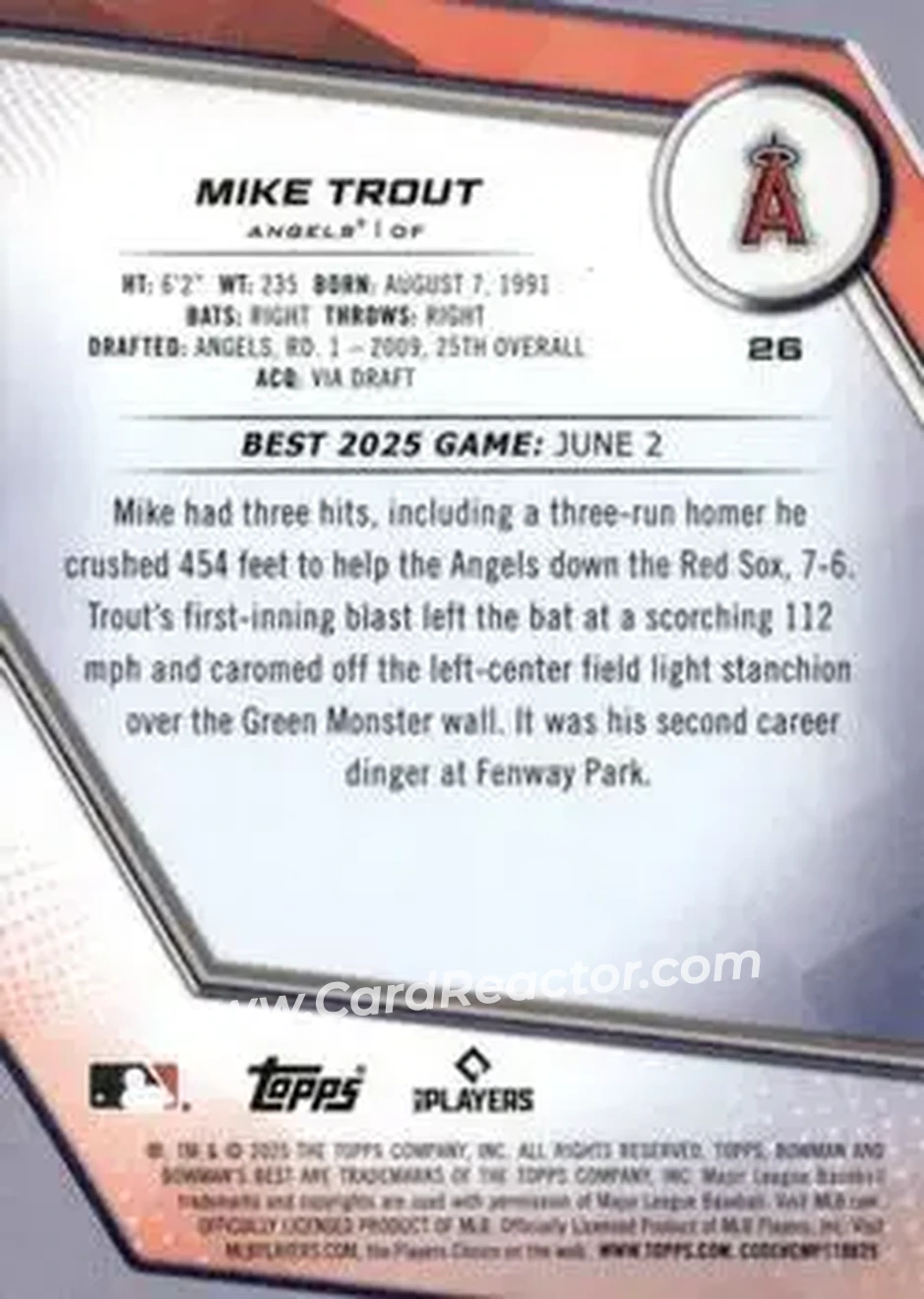 Back of Mike Trout