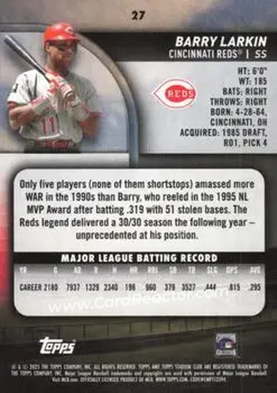 Back of Barry Larkin