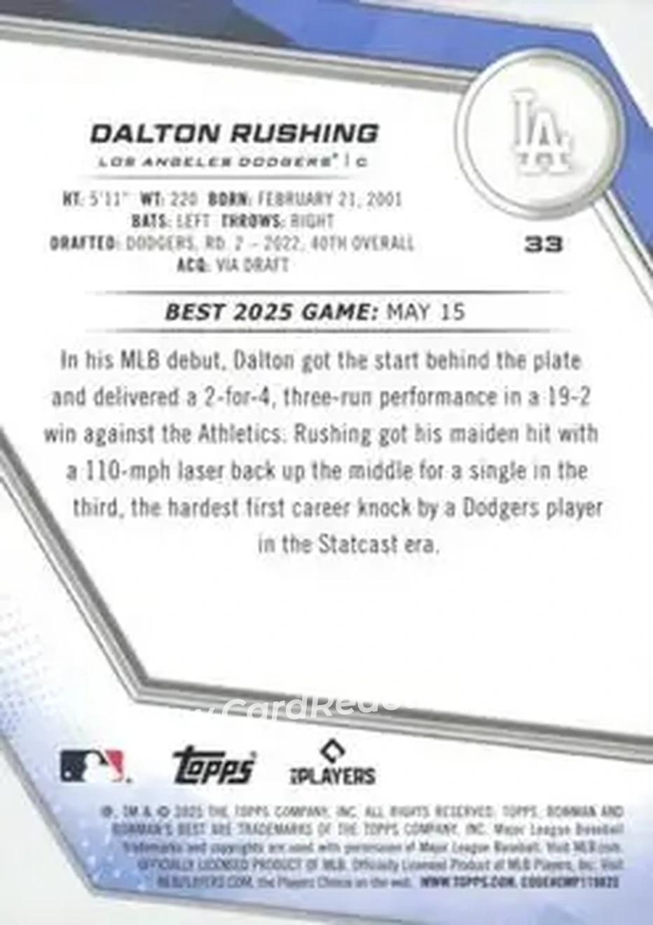Back of Dalton Rushing