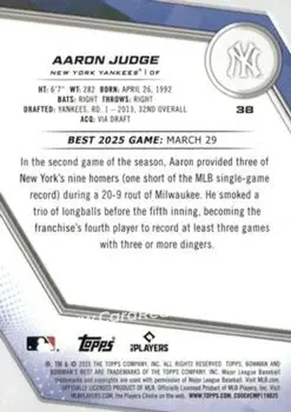 Back of Aaron Judge