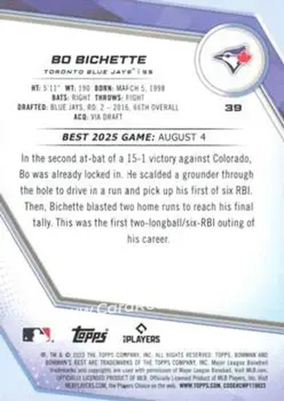 Back of Bo Bichette
