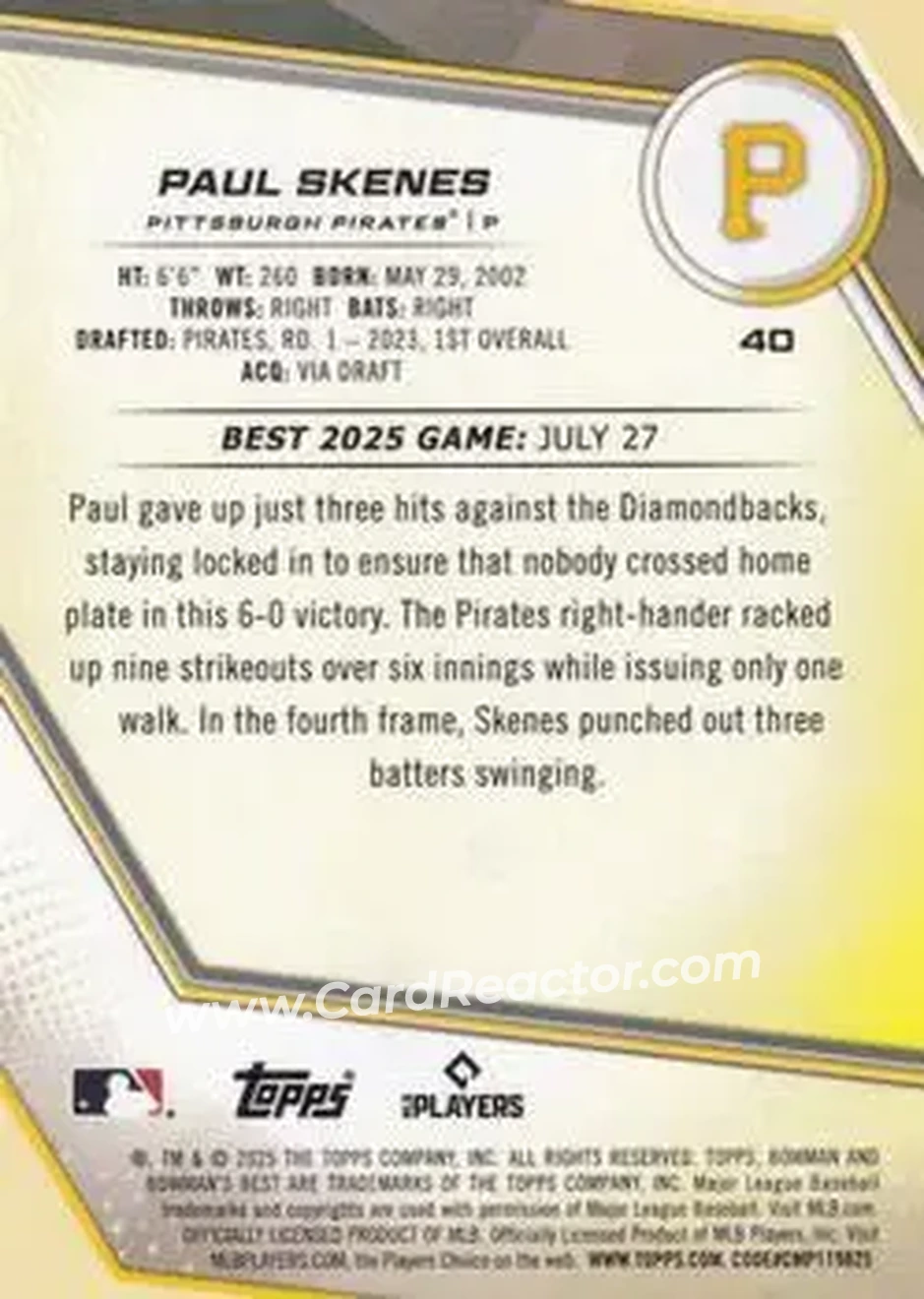 Back of Paul Skenes