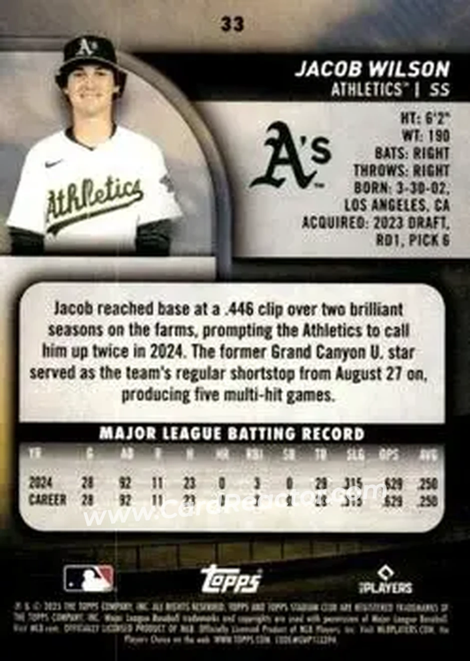 Back of Jacob Wilson