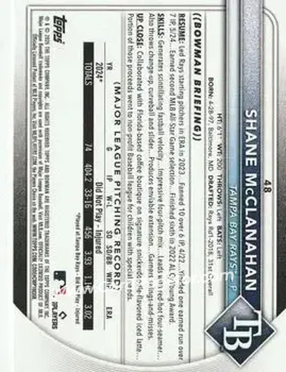 Back of Shane McClanahan