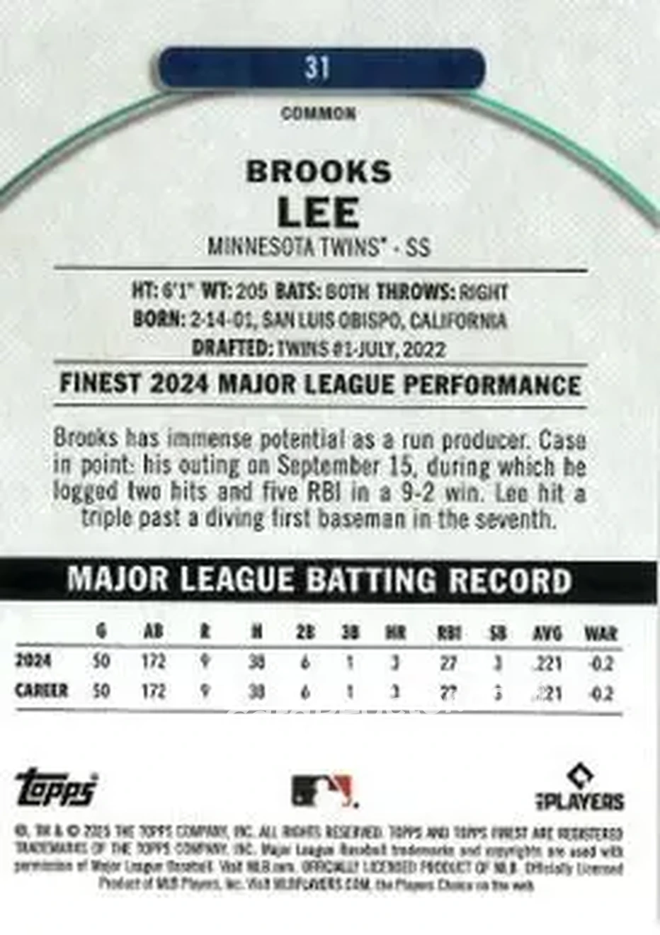 Back of Brooks Lee