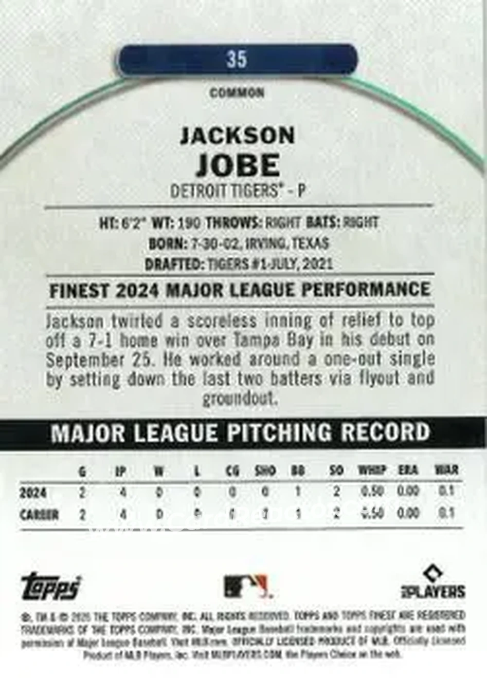 Back of Jackson Jobe