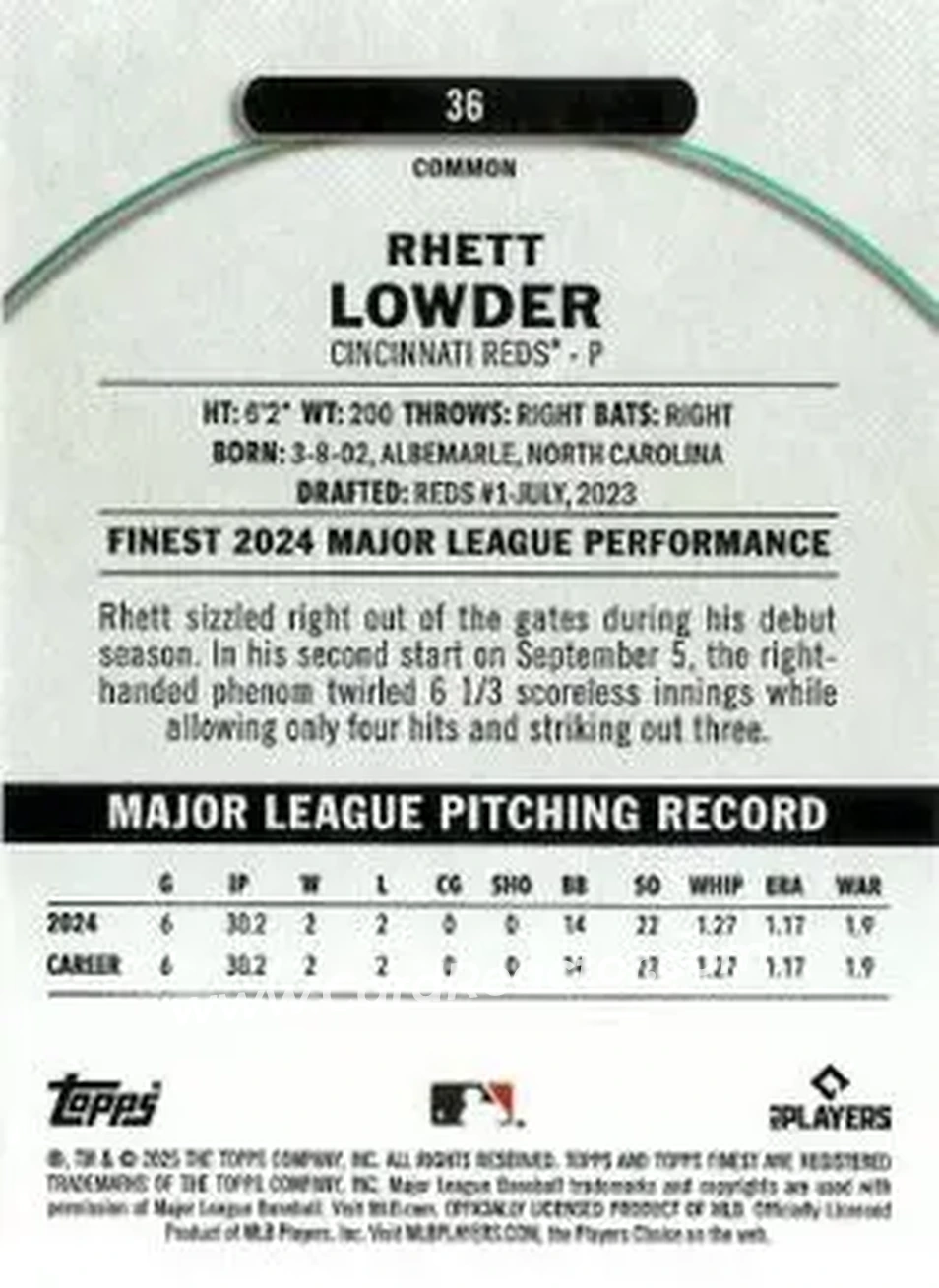Back of Rhett Lowder