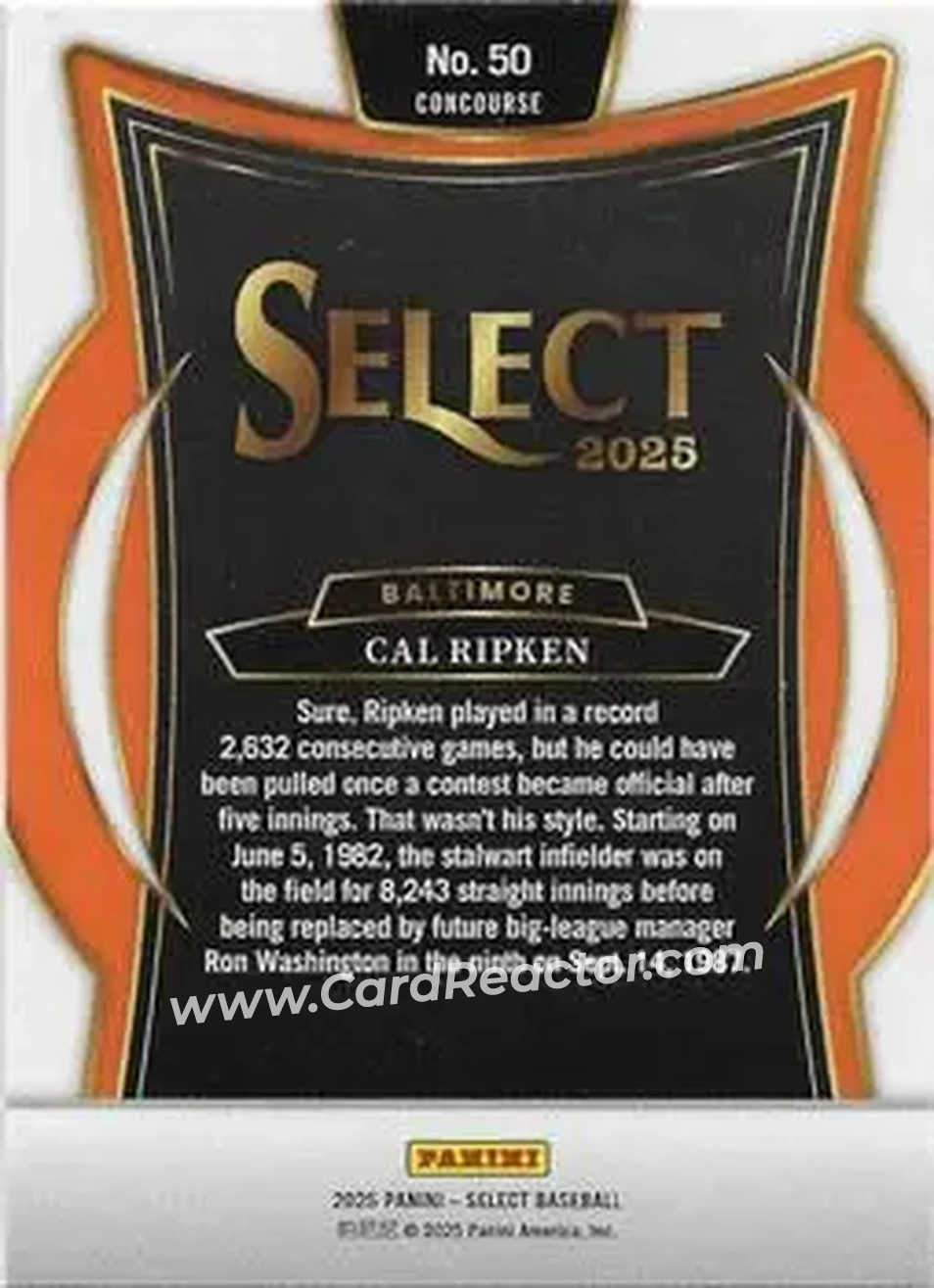 Back of Cal Ripken