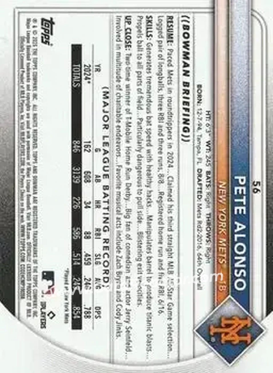 Back of Pete Alonso