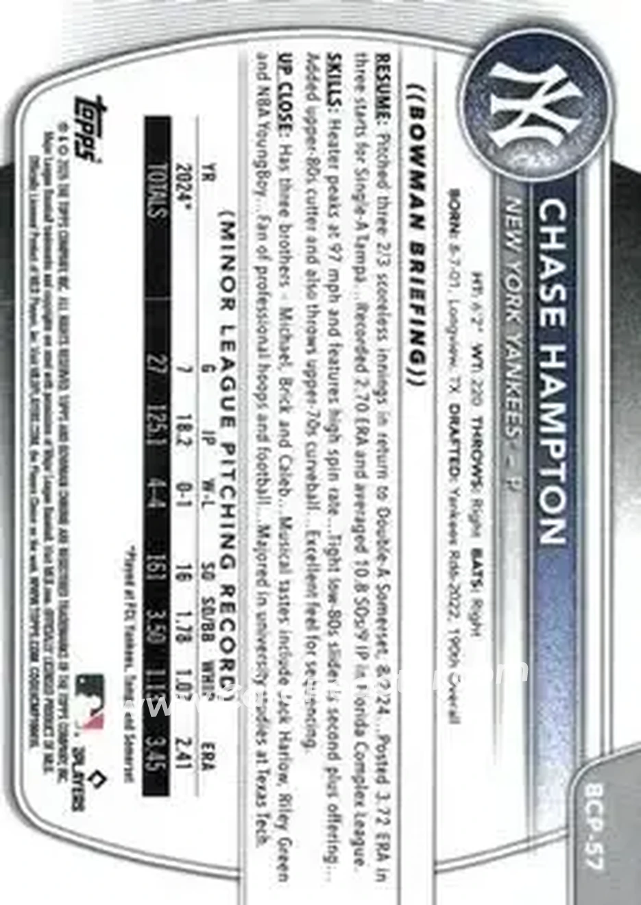 Back of Chase Hampton