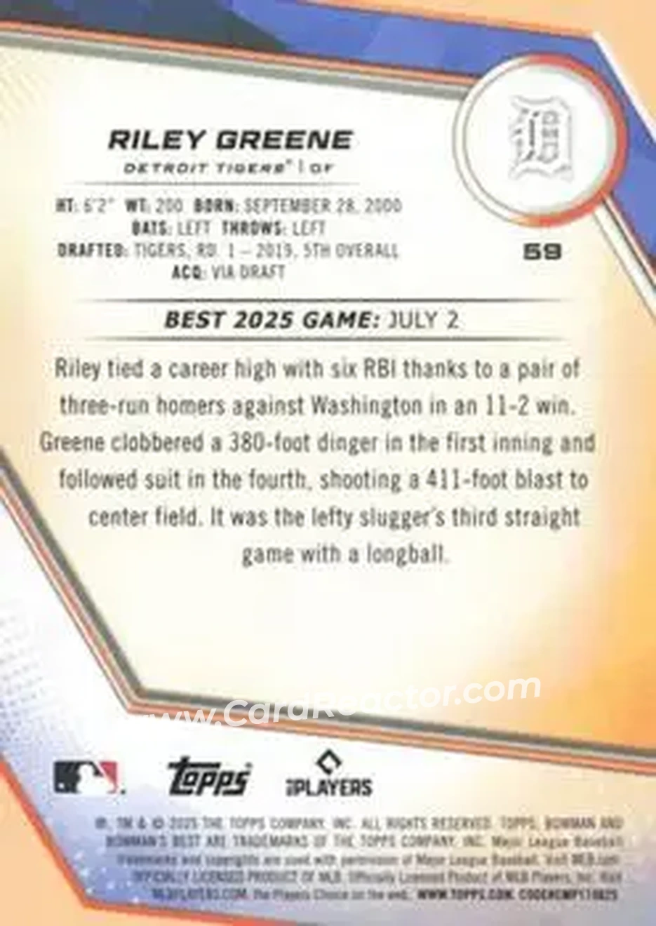 Back of Riley Greene