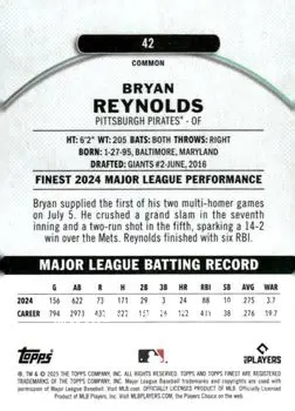 Back of Bryan Reynolds