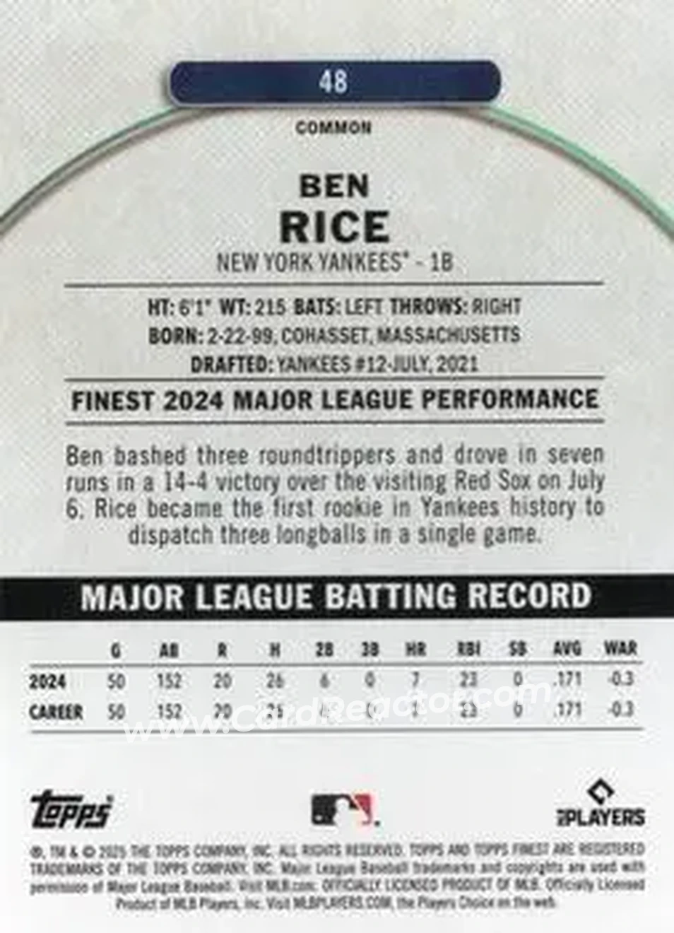 Back of Ben Rice