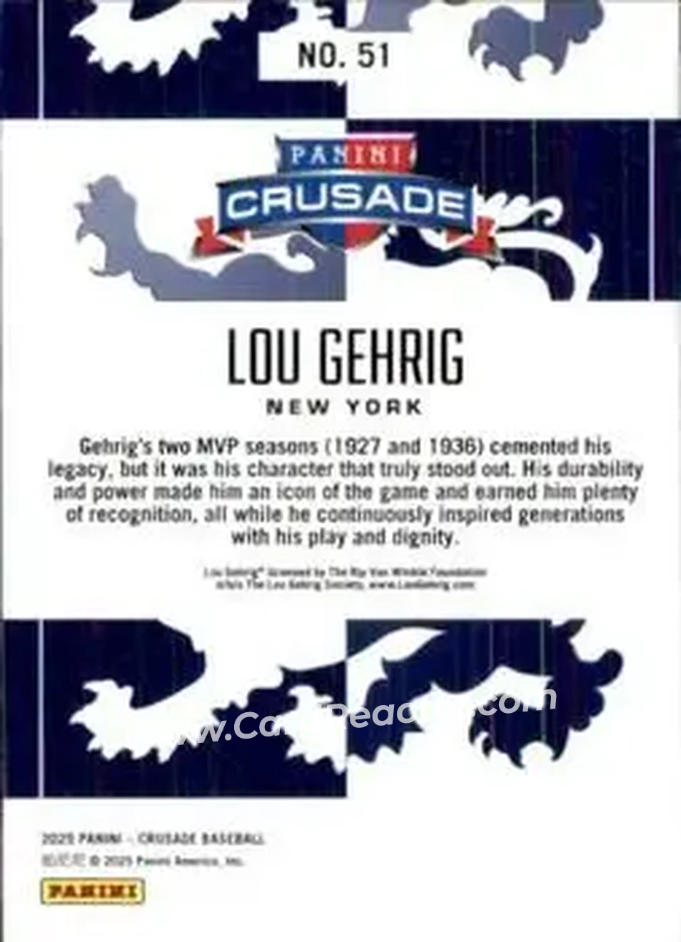 Back of Lou Gehrig