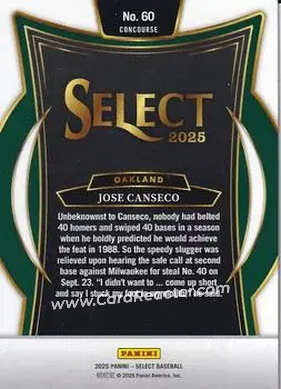 Back of Jose Canseco